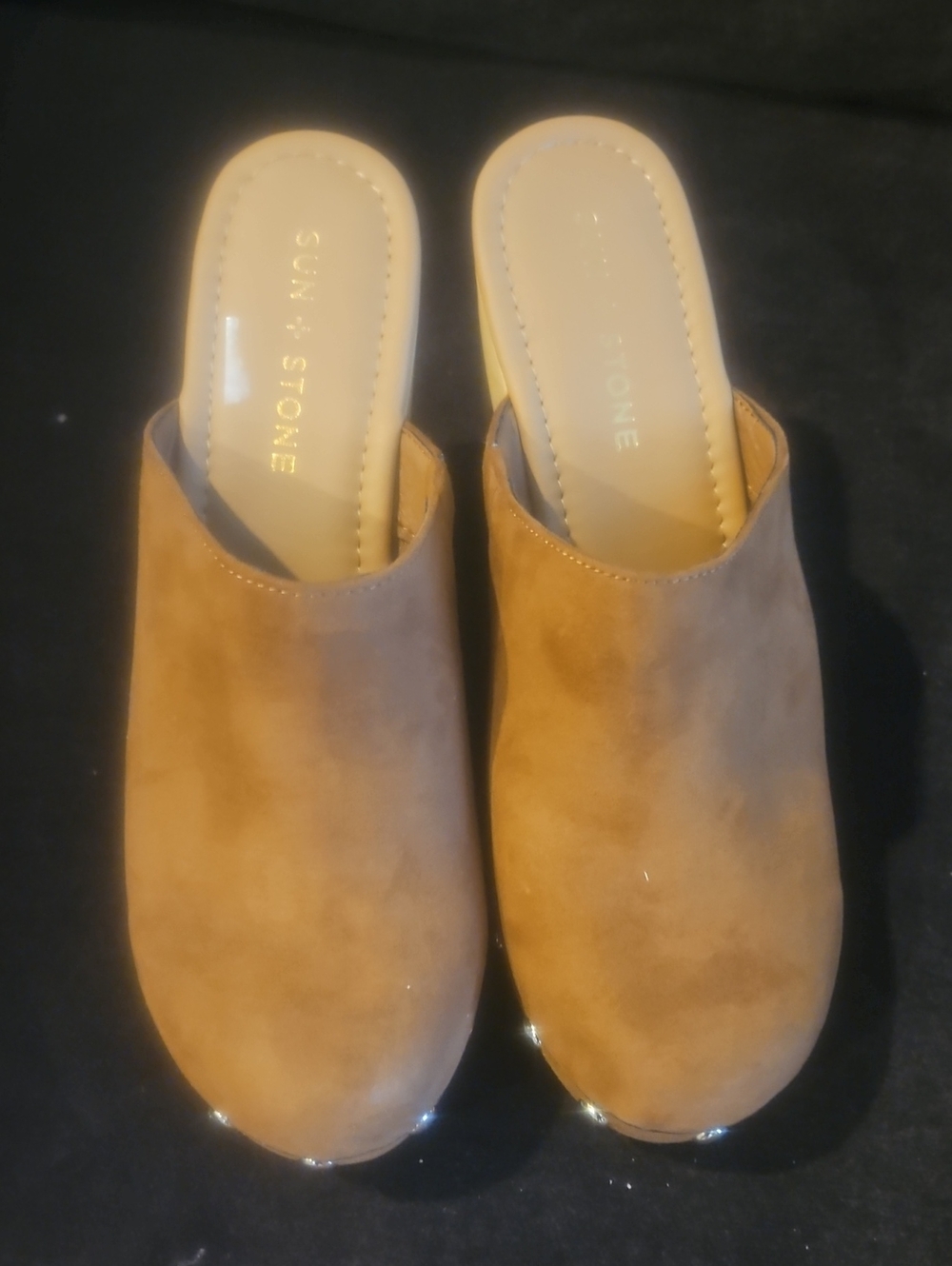 Sun + Stone Tan Suede Slip-On Mule Clogs